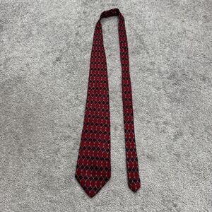 Giorgio Moreschi Vintage 90s Silk Necktie Mens Red Black Gold Geometric Woven